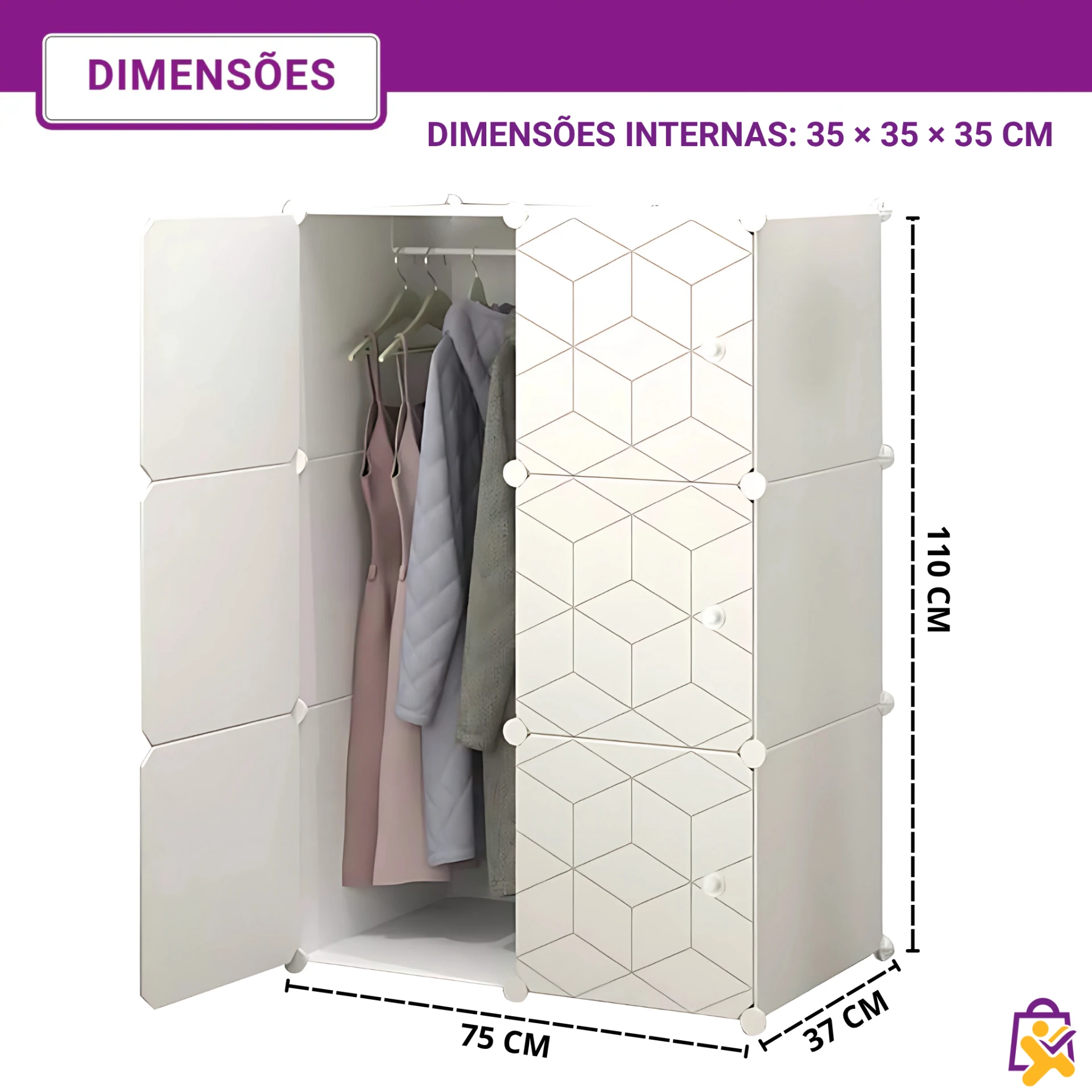 Organizador em Cubos Modular Branco Geométrico - foto 2