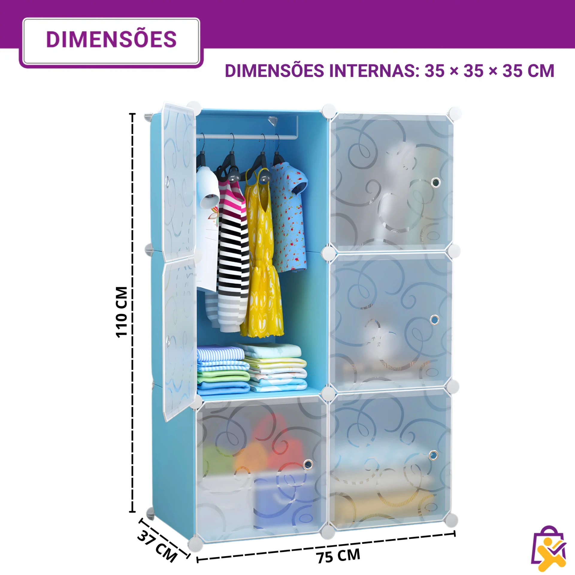 Organizador em Cubos Modular Azul - foto 2