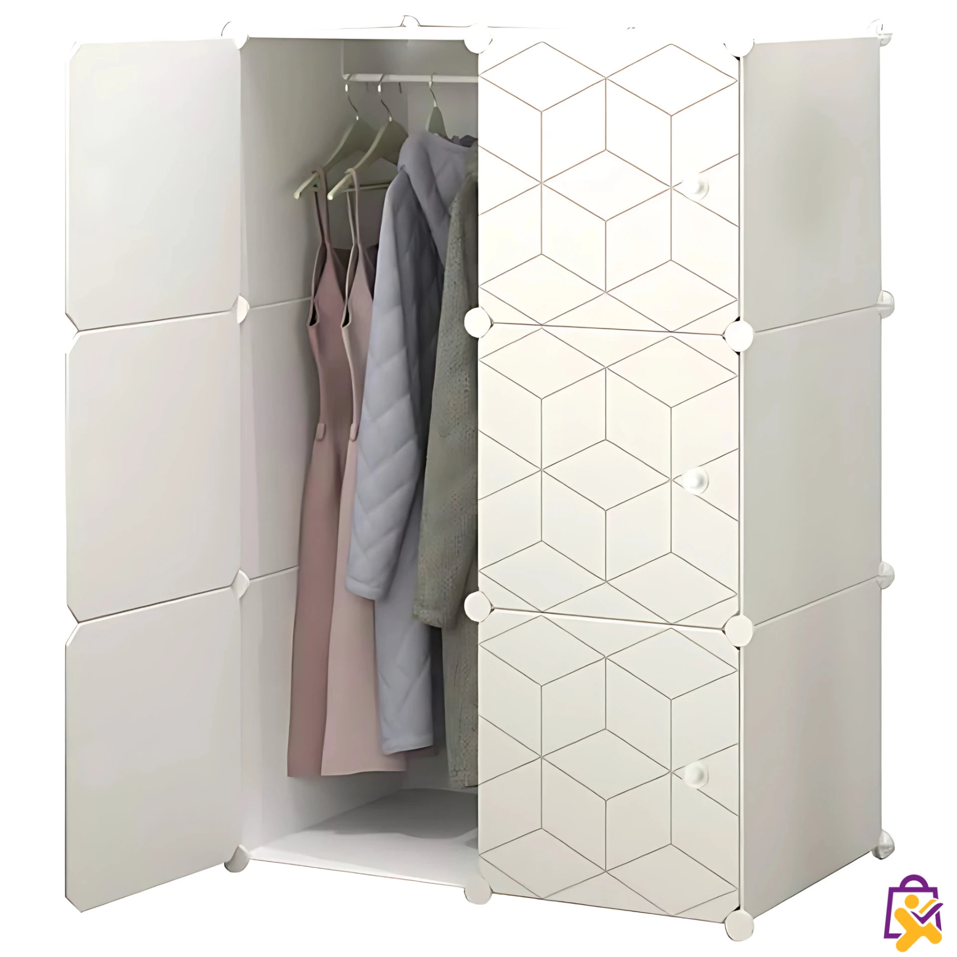 Organizador em Cubos Modular Branco Geométrico