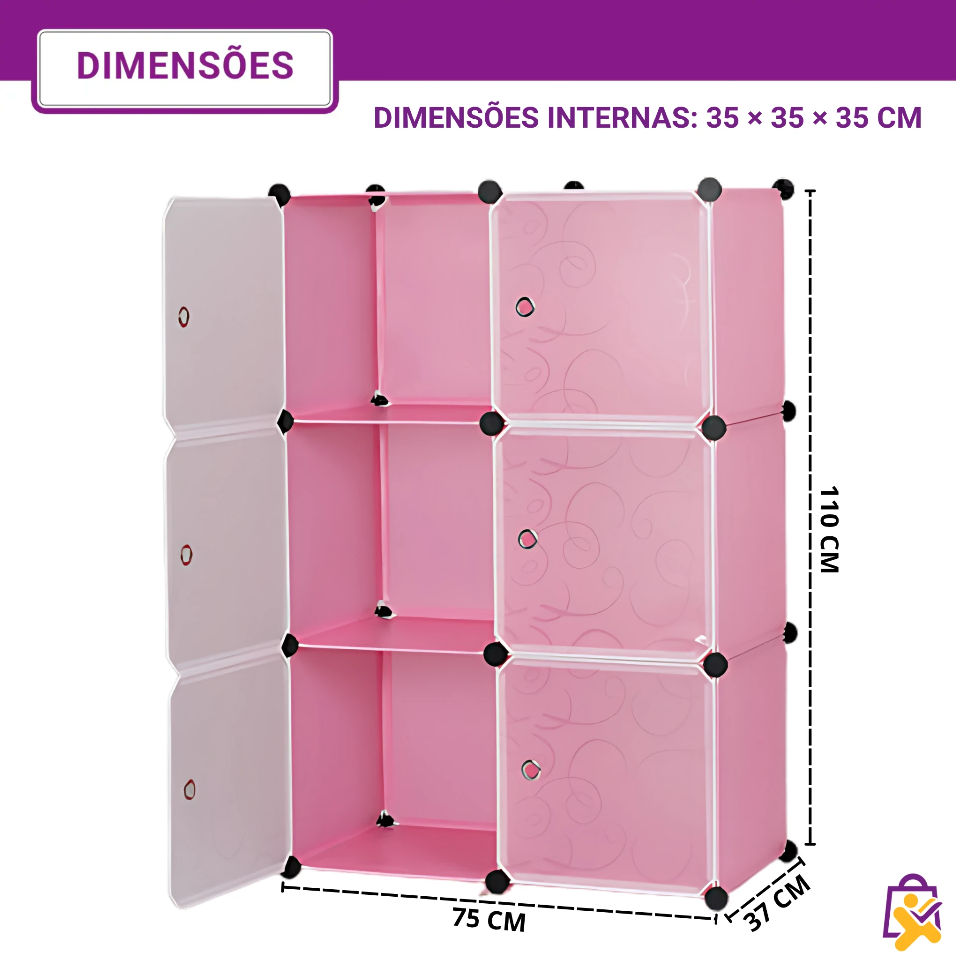 Organizador em Cubos Modular Rosa - foto 2