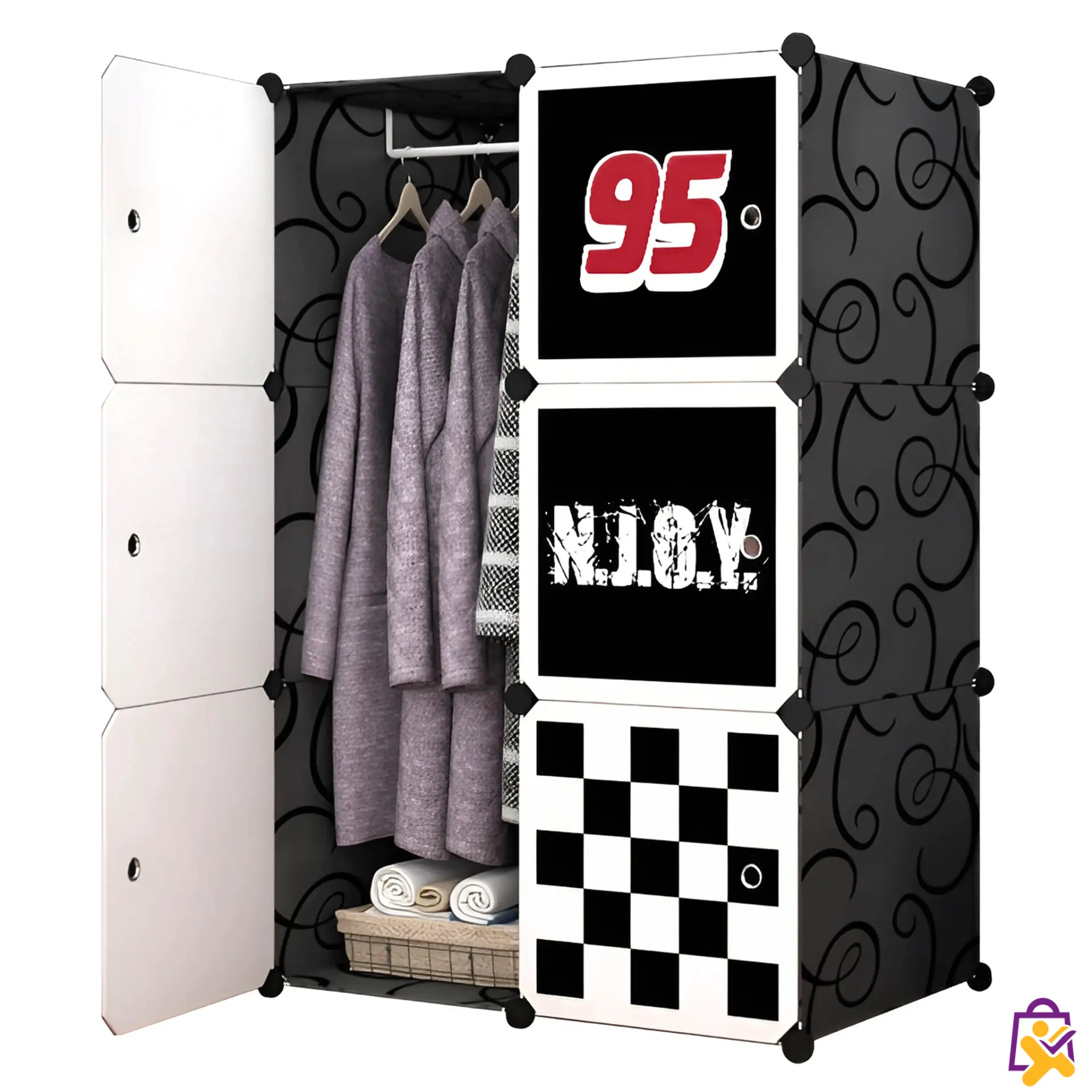 Organizador em Cubos Modular Preto e Branco