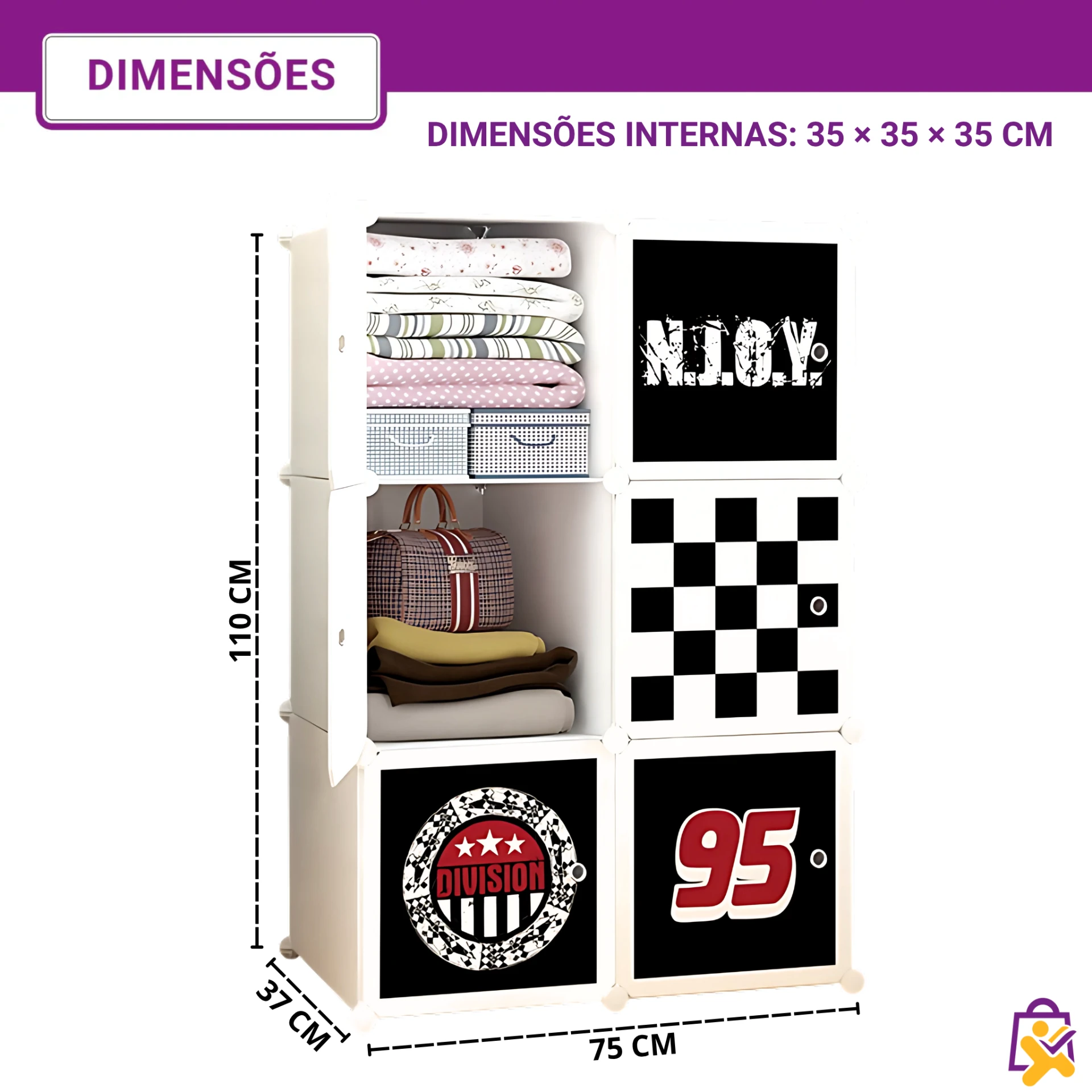 Organizador em Cubos Modular Preto e Branco - foto 2